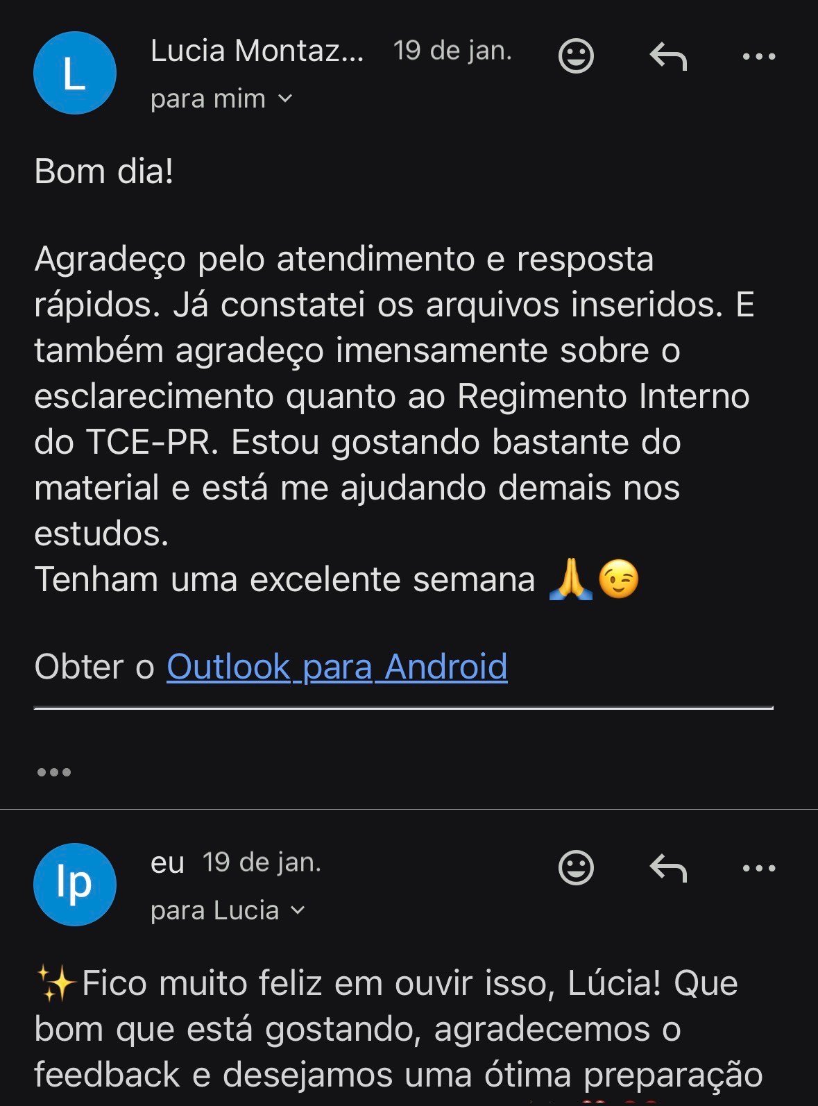 Depoimento 1 enviado por cliente da IPQuestões